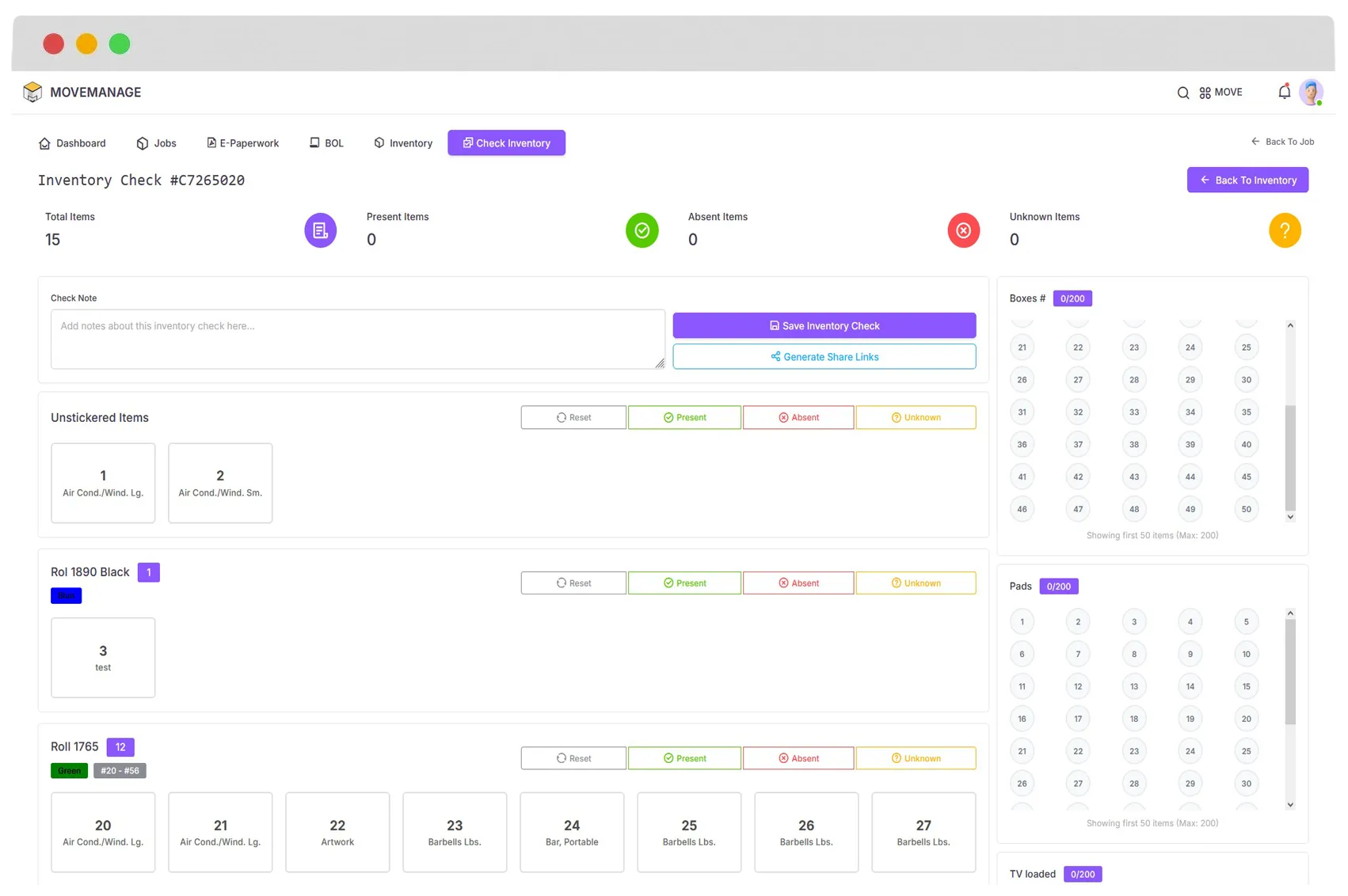 Inventory Management Interface